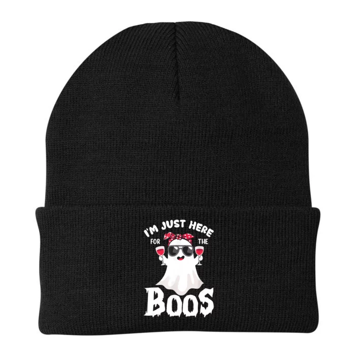 Im Just Here For The Boos Cute Ghost Funny Halloween Knit Cap Winter Beanie