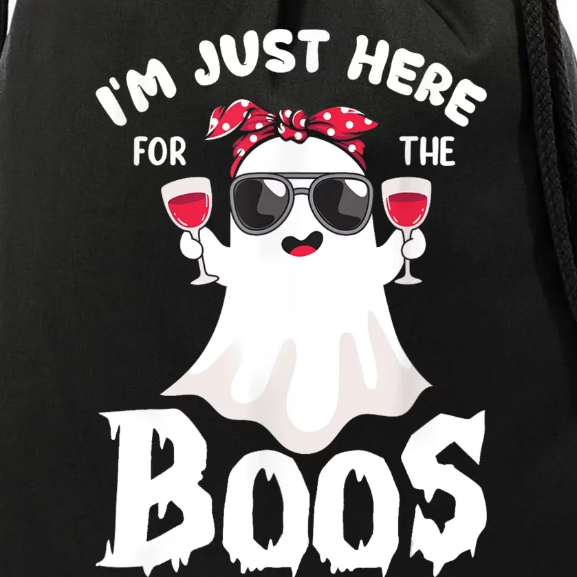 Im Just Here For The Boos Cute Ghost Funny Halloween Drawstring Bag