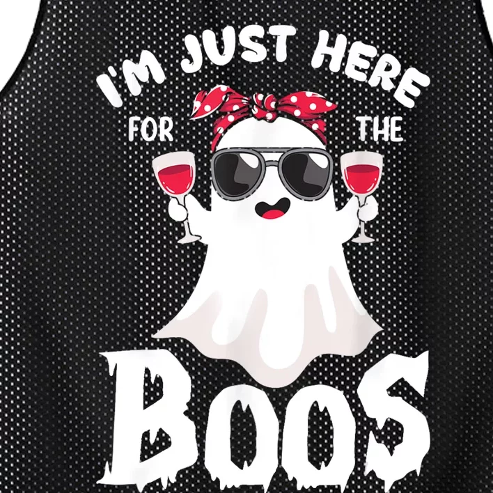 Im Just Here For The Boos Cute Ghost Funny Halloween Mesh Reversible Basketball Jersey Tank