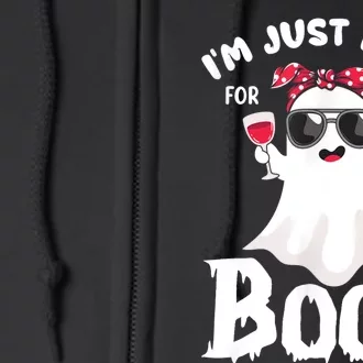 Im Just Here For The Boos Cute Ghost Funny Halloween Full Zip Hoodie