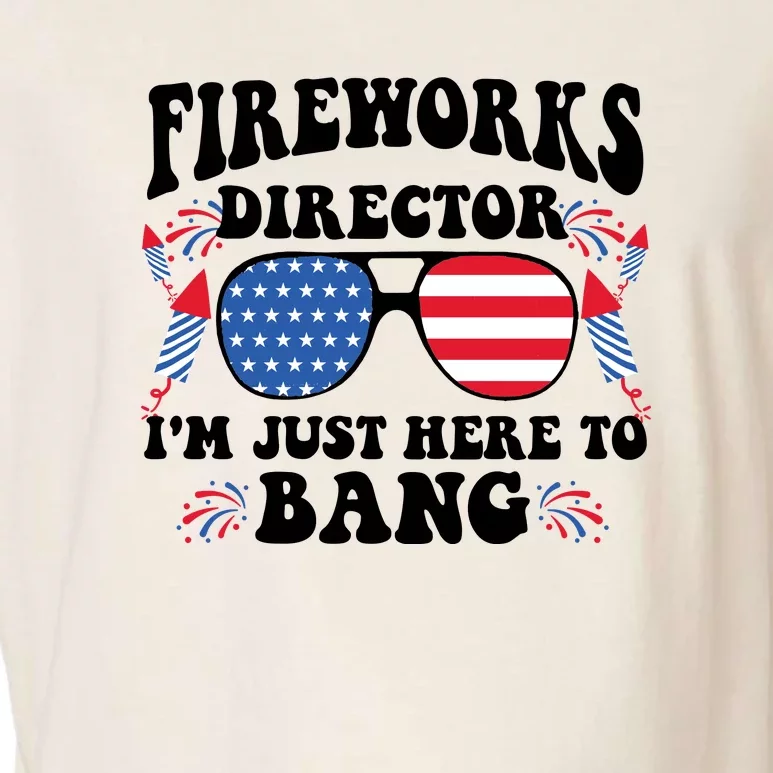 Im Just Here To Bang Fireworks Director 4th Of July Garment-Dyed Women's Muscle Tee