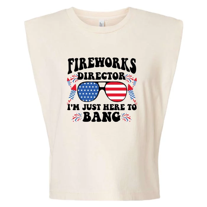 Im Just Here To Bang Fireworks Director 4th Of July Garment-Dyed Women's Muscle Tee