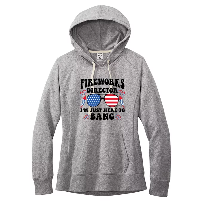 Im Just Here To Bang Fireworks Director 4th Of July Women's Fleece Hoodie