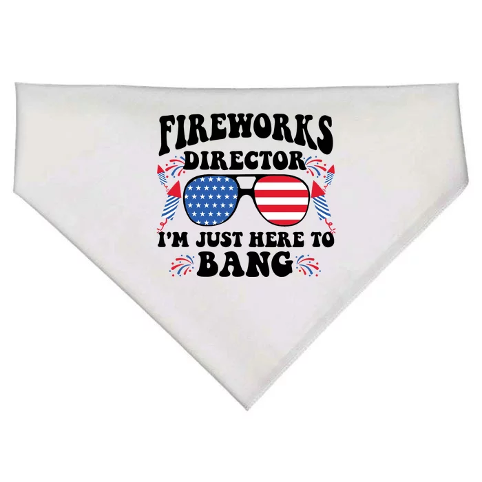 Im Just Here To Bang Fireworks Director 4th Of July USA-Made Doggie Bandana