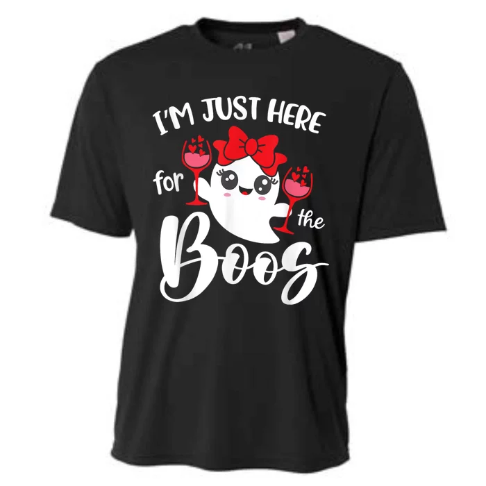 Im Just Here For The Boos Cute Ghost Funny Halloween Cooling Performance Crew T-Shirt