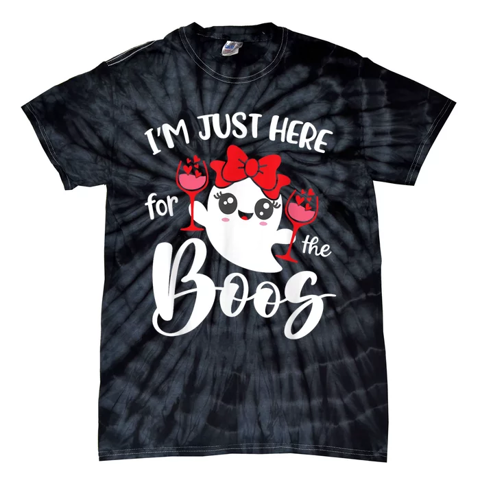 Im Just Here For The Boos Cute Ghost Funny Halloween Tie-Dye T-Shirt