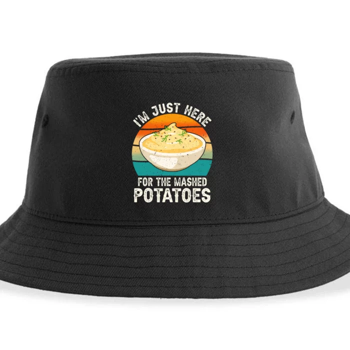 IM Just Here For The Mashed Potatoes Funny Gag Sustainable Bucket Hat