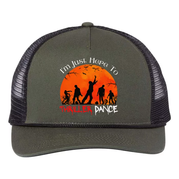 IM Just Here To Thriller Dance Zombie Dancing Moonlight Retro Rope Trucker Hat Cap