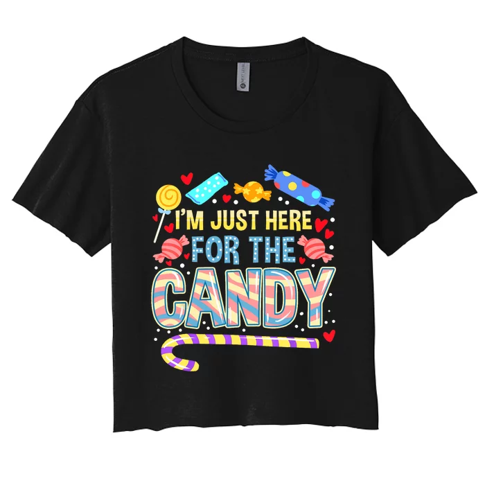 Im Just Here For The Candy Halloween Women's Crop Top Tee