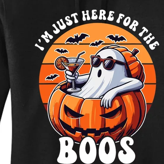 Im Just Here For The Boos Ghost Funny Halloween Women's Pullover Hoodie