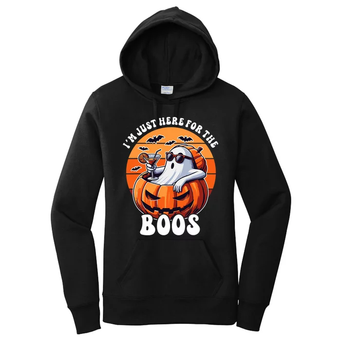 Im Just Here For The Boos Ghost Funny Halloween Women's Pullover Hoodie