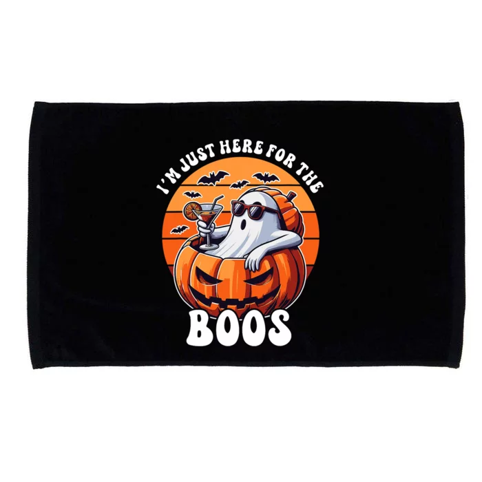 Im Just Here For The Boos Ghost Funny Halloween Microfiber Hand Towel