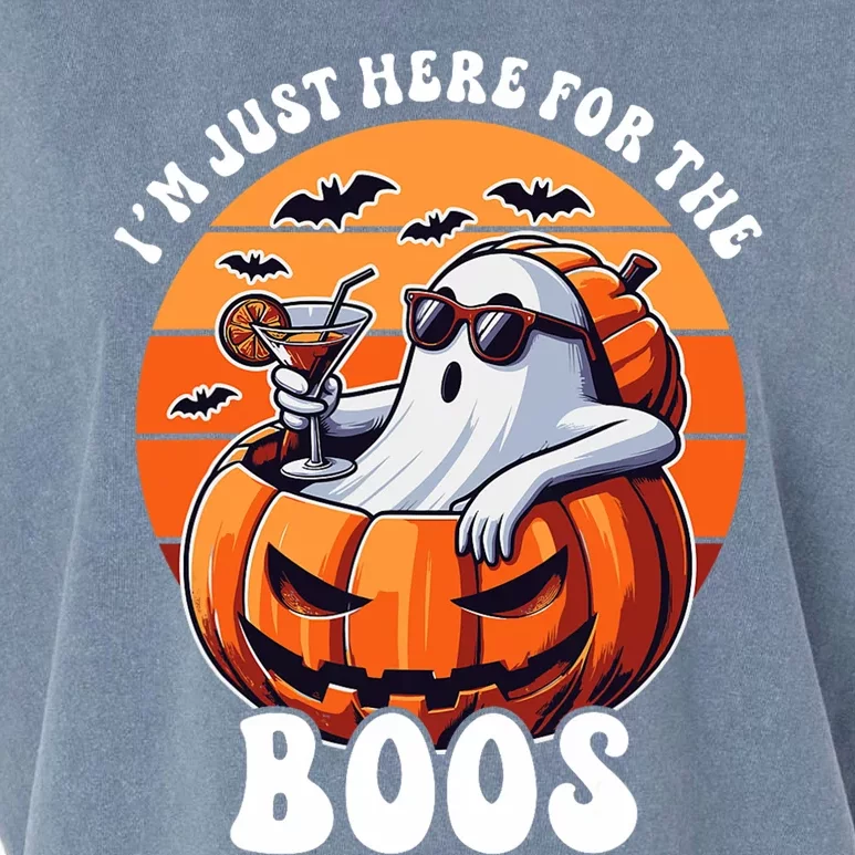 Im Just Here For The Boos Ghost Funny Halloween Garment-Dyed Women's Muscle Tee