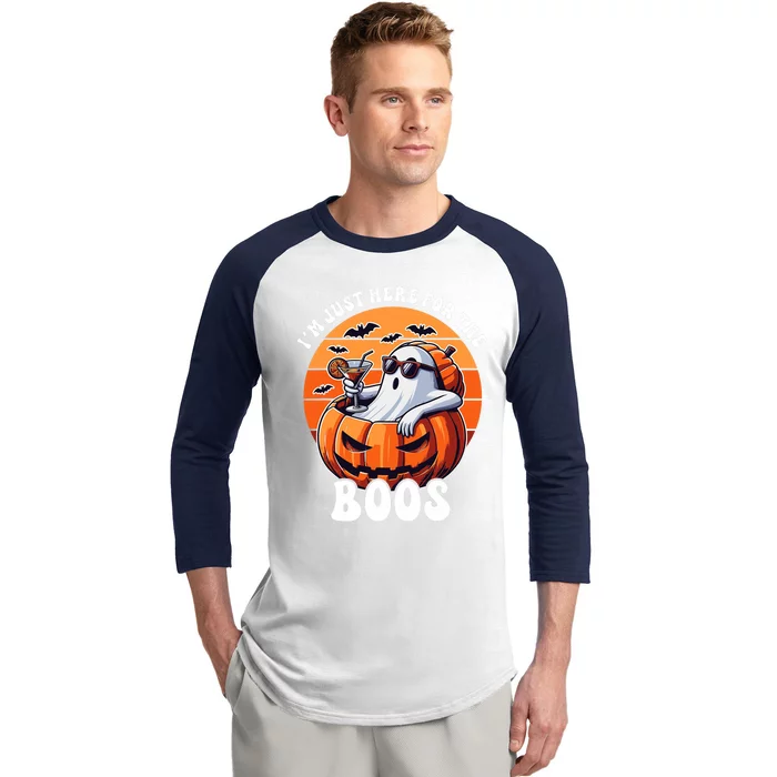 Im Just Here For The Boos Ghost Funny Halloween Baseball Sleeve Shirt