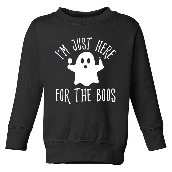 Im Just Here For The Boos Cute Drinking Squad Halloween Toddler Sweatshirt