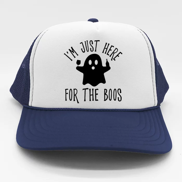 Im Just Here For The Boos Cute Drinking Squad Halloween Trucker Hat