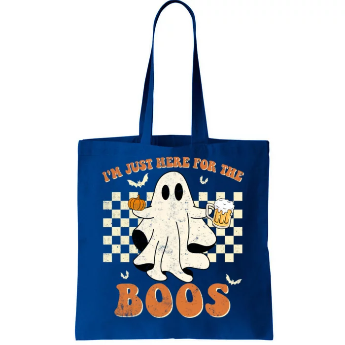 Im Just Here For The Boos Ghost Retro Groovy Halloween Meaningful Gift Tote Bag