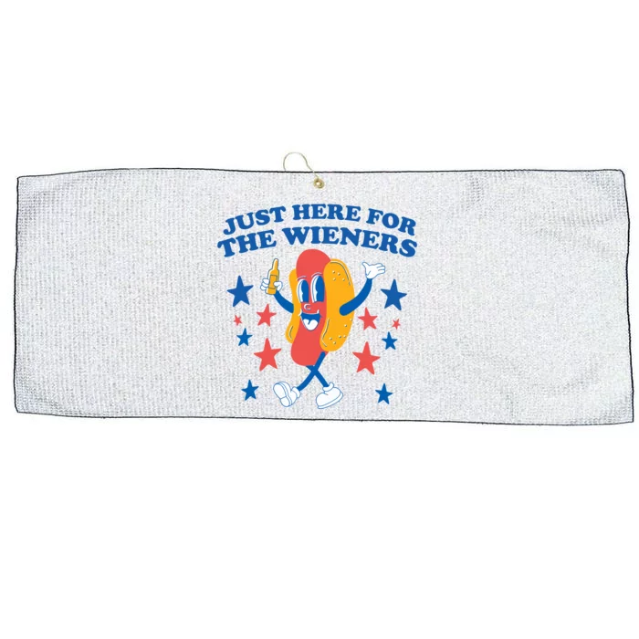 Im Just Here For The Wieners 4th Of July Large Microfiber Waffle Golf Towel