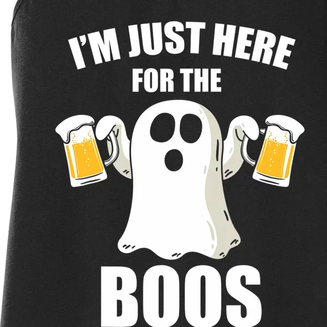 IM Just Here For The Boos Funny Halloween Cute Ghost Gift Women's Racerback Tank