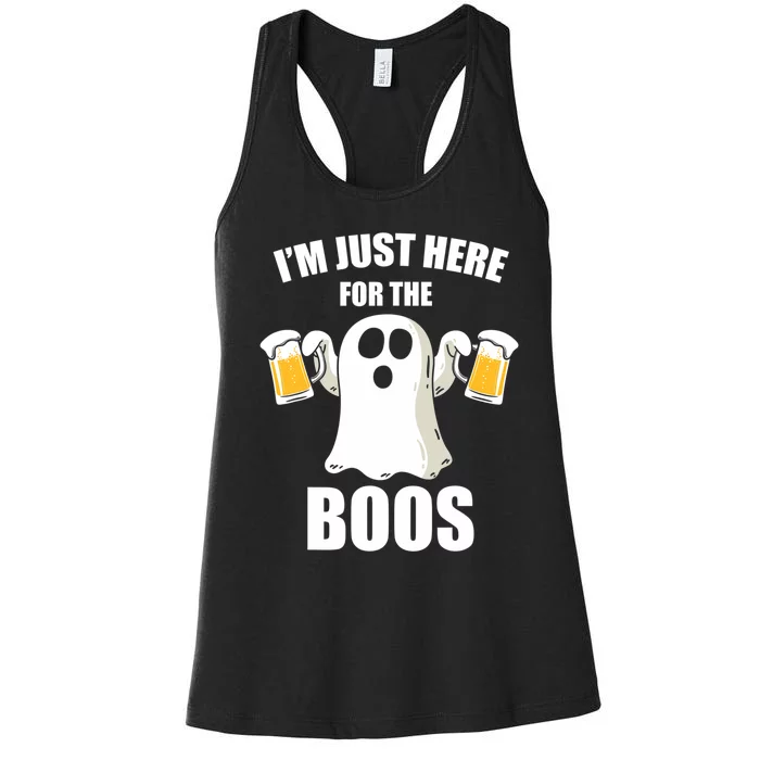 IM Just Here For The Boos Funny Halloween Cute Ghost Gift Women's Racerback Tank