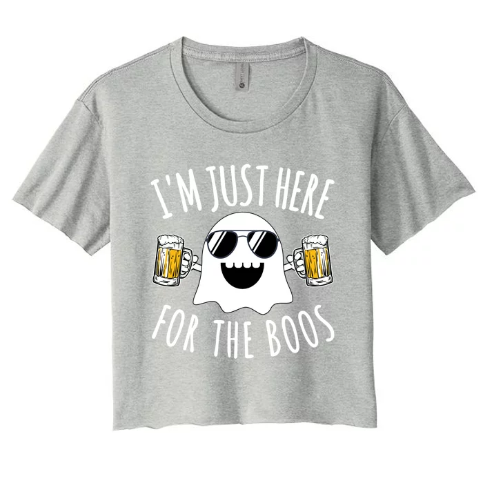 Im Just Here For The Boos Halloween Costume Beer Ghost Gift Women's Crop Top Tee