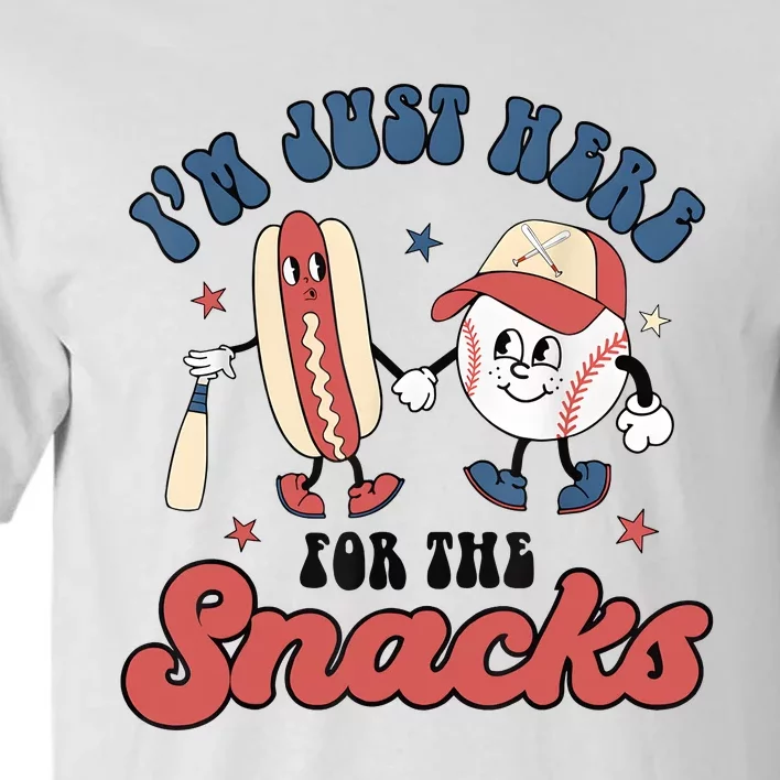 IM Just Here For The Snacks Baseball 4th Of July Hot Dog Tall T-Shirt