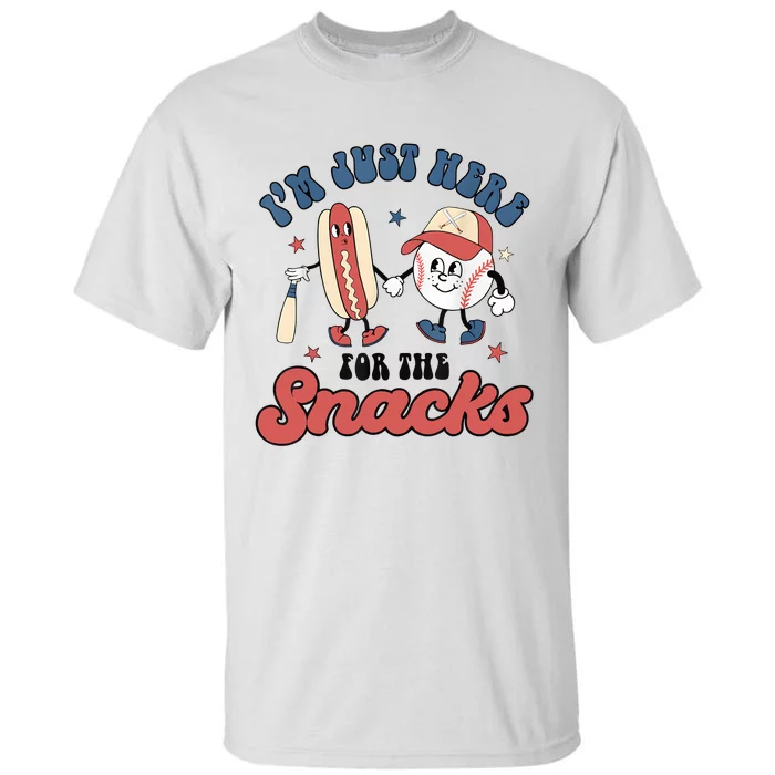 IM Just Here For The Snacks Baseball 4th Of July Hot Dog Tall T-Shirt