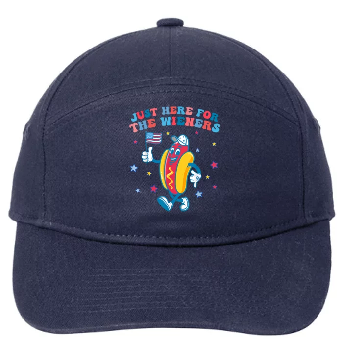 Im Just Here For The Wieners Funny 4th Of July 7-Panel Snapback Hat