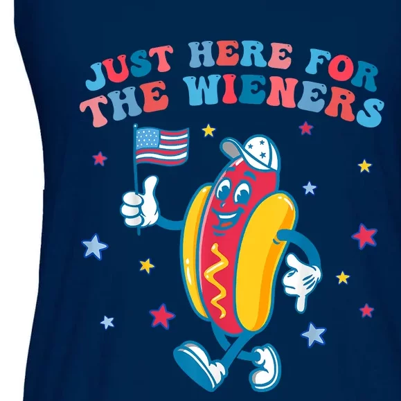 Im Just Here For The Wieners Funny 4th Of July Ladies Essential Flowy Tank