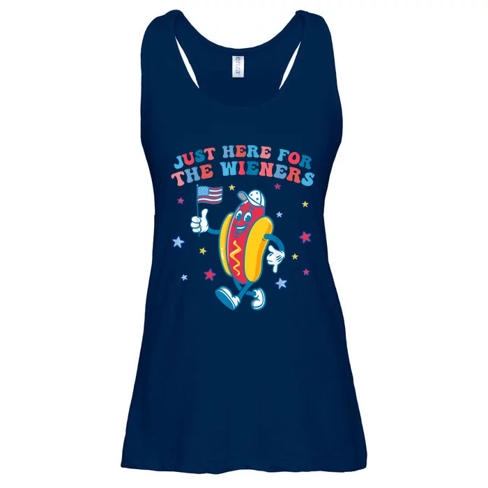 Im Just Here For The Wieners Funny 4th Of July Ladies Essential Flowy Tank