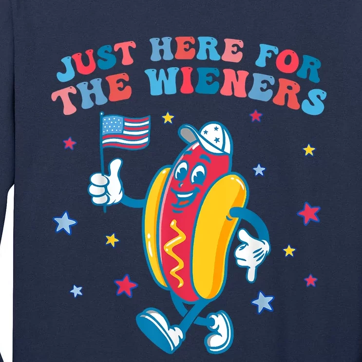 Im Just Here For The Wieners Funny 4th Of July Tall Long Sleeve T-Shirt