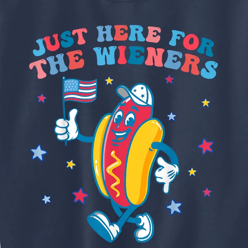 Im Just Here For The Wieners Funny 4th Of July Kids Sweatshirt