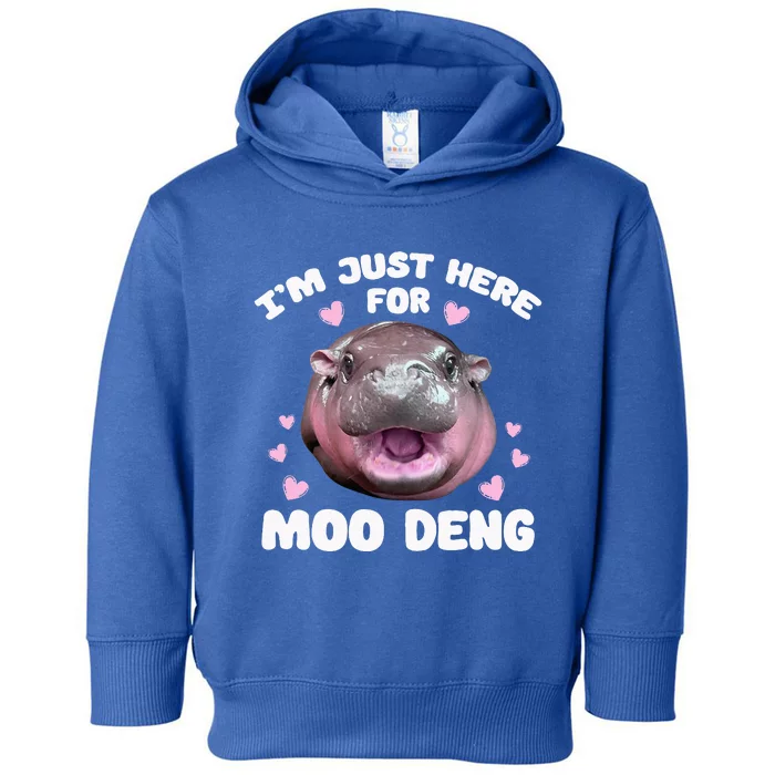 Im Just Here For Moo Deng Toddler Hoodie