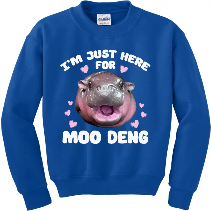 Im Just Here For Moo Deng Kids Sweatshirt