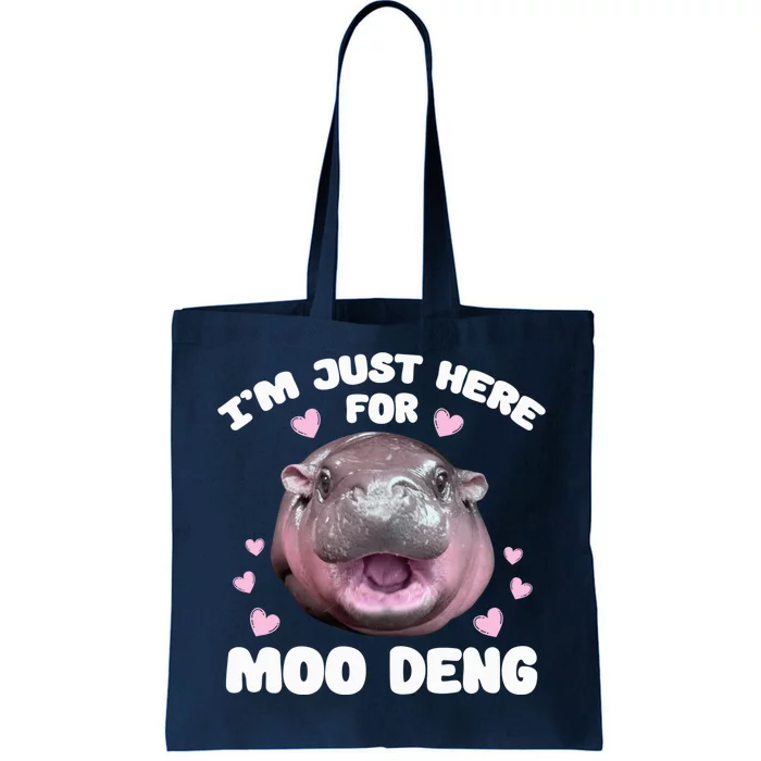 Im Just Here For Moo Deng Cute Baby Funny Hippo Bouncy Tote Bag