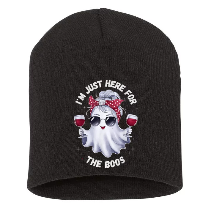 IM Just Here For The Boos Halloween Women Ghost Cute Short Acrylic Beanie