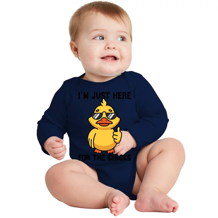 I'm Just Here For The Chicks Easter Gift Baby Long Sleeve Bodysuit