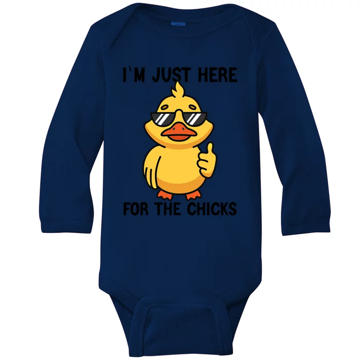 I'm Just Here For The Chicks Easter Gift Baby Long Sleeve Bodysuit