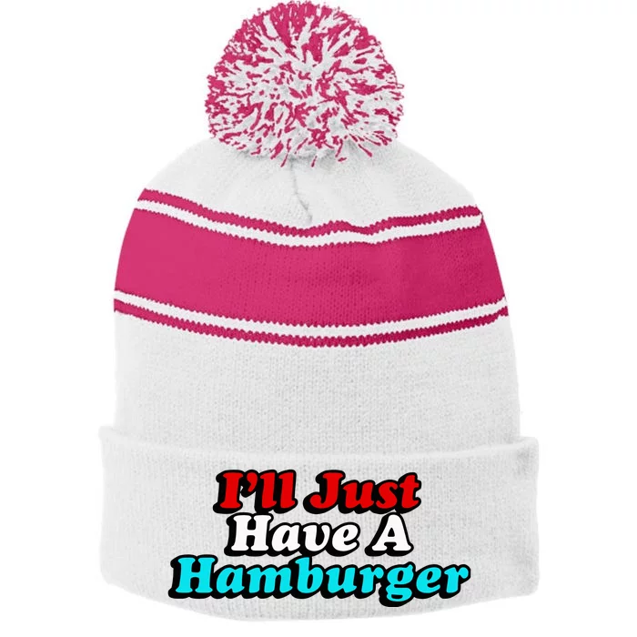 I’Ll Just Have A Hamburger Stripe Pom Pom Beanie