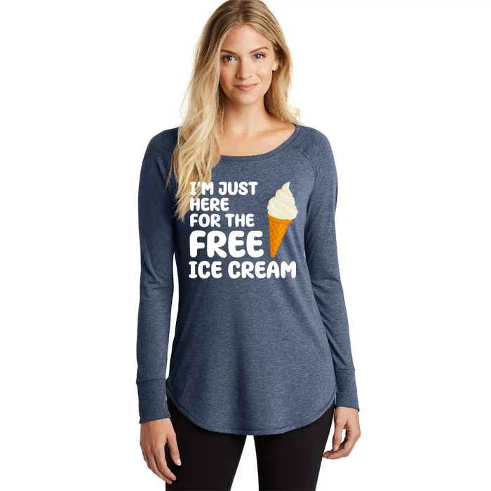 I'm Just Here For The Free Ice Cream Funny Women's Perfect Tri Tunic Long Sleeve Shirt