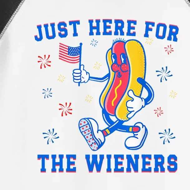 IM Just Here For The Wieners 4th Of July Funny Hot Dog Toddler Fine Jersey T-Shirt