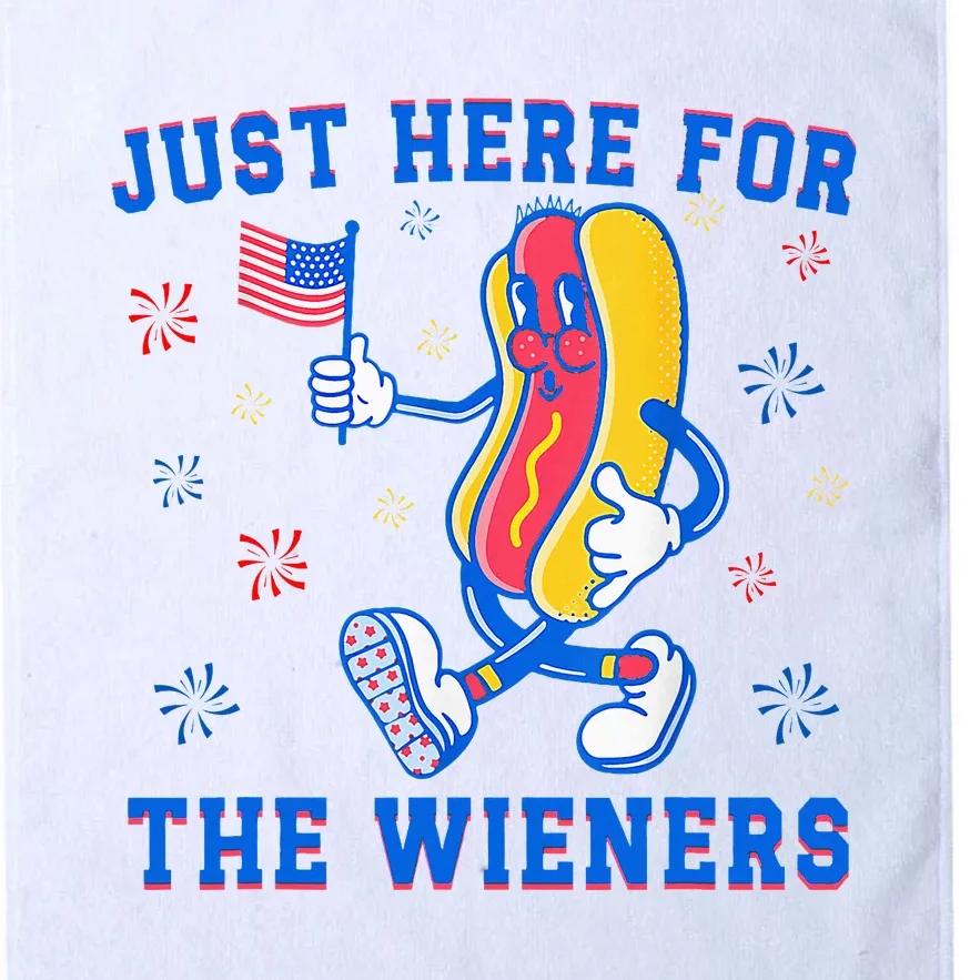 IM Just Here For The Wieners 4th Of July Funny Hot Dog Platinum Collection Golf Towel