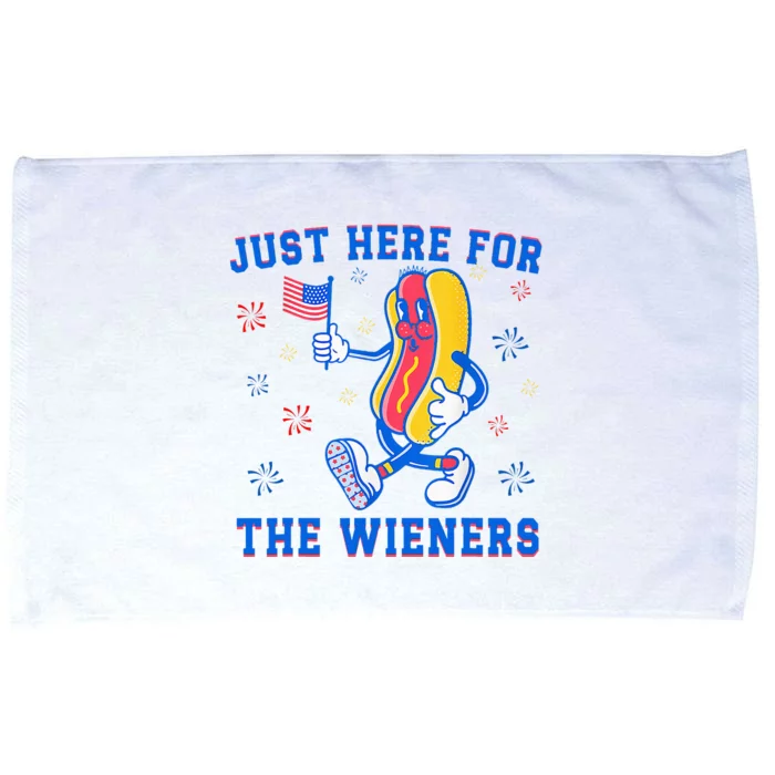 IM Just Here For The Wieners 4th Of July Funny Hot Dog Microfiber Hand Towel