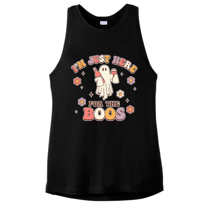 Im Just Here For The Boos Halloween Ghost Cute Funny Ladies Tri-Blend Wicking Tank