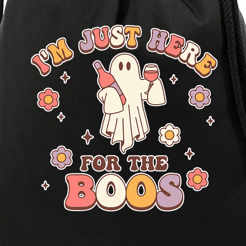 Im Just Here For The Boos Halloween Ghost Cute Funny Drawstring Bag