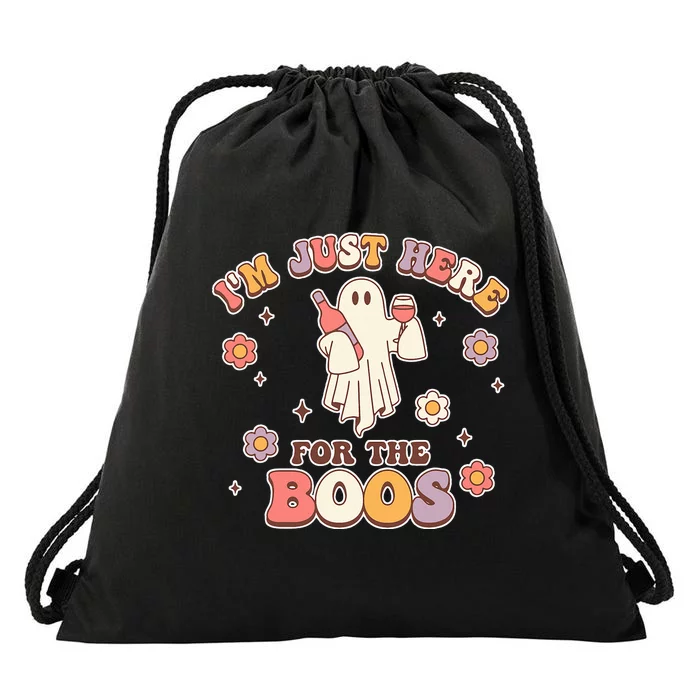 Im Just Here For The Boos Halloween Ghost Cute Funny Drawstring Bag