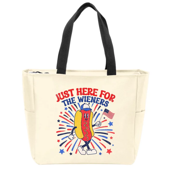 IM Just Here For The Wieners 4th Of July Funny Hot Dog Zip Tote Bag