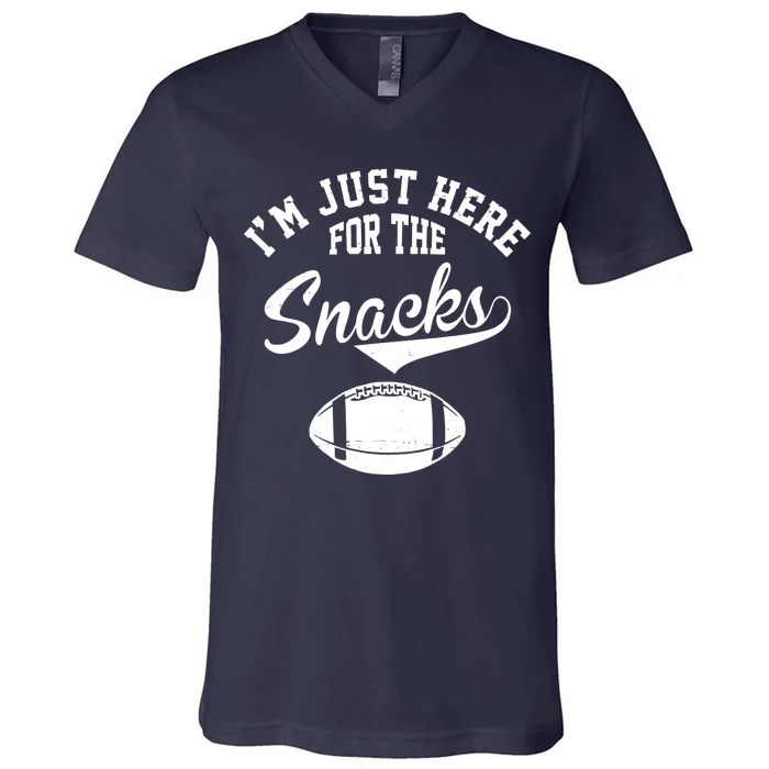 I'm Just Here For The Snacks Funny Football V-Neck T-Shirt