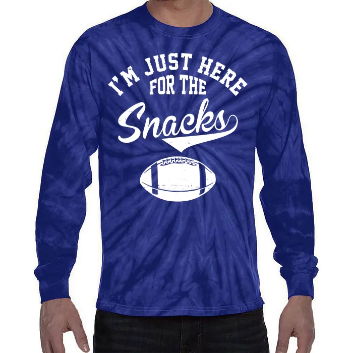 I'm Just Here For The Snacks Funny Football Tie-Dye Long Sleeve Shirt