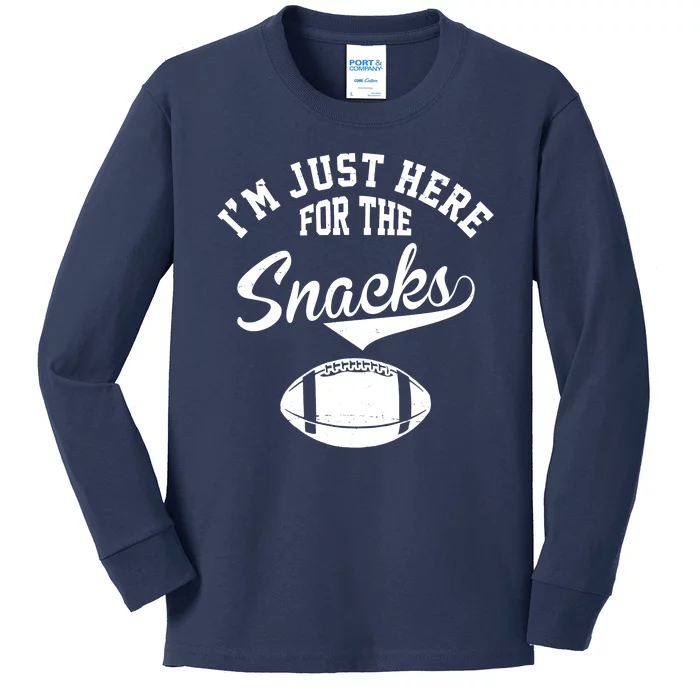 I'm Just Here For The Snacks Funny Football Kids Long Sleeve Shirt